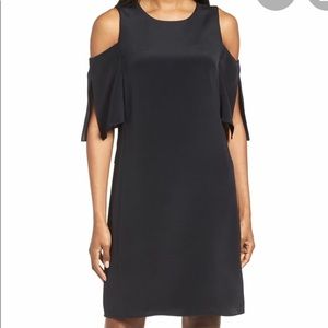 Kobi Halperin black silk cold shoulder dress